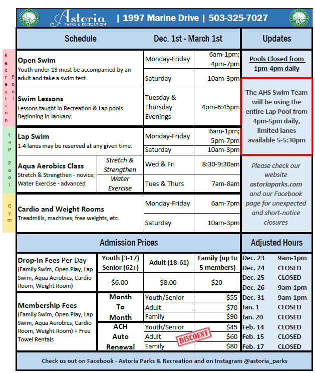 NEW schedule - WINTER 2024 FRONT ONLY